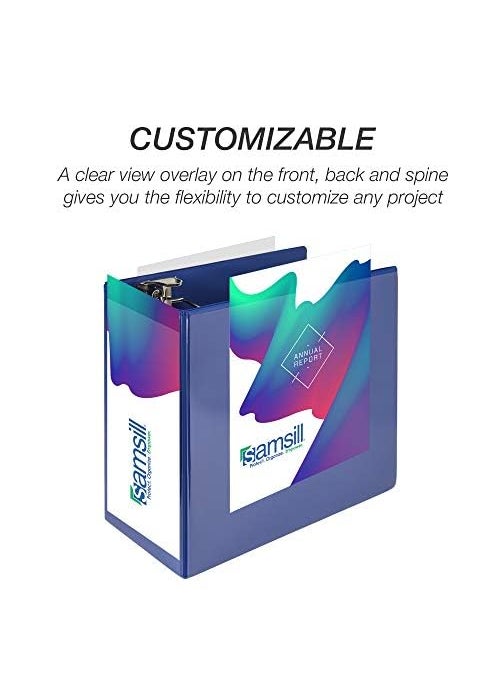 Samsill Samsill Durable 6 Inch Binder, Made in The USA, Locking D Ring Binder, Customizable Clear View Cover, Blue, Holds 1225 Pages  - Image 4