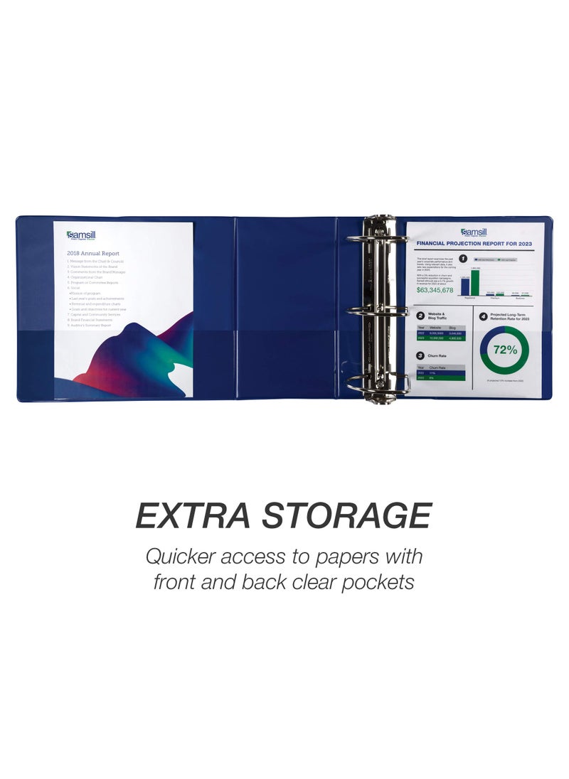 Samsill Samsill Durable 6 Inch Binder, Made in The USA, Locking D Ring Binder, Customizable Clear View Cover, Blue, Holds 1225 Pages  - Image 5