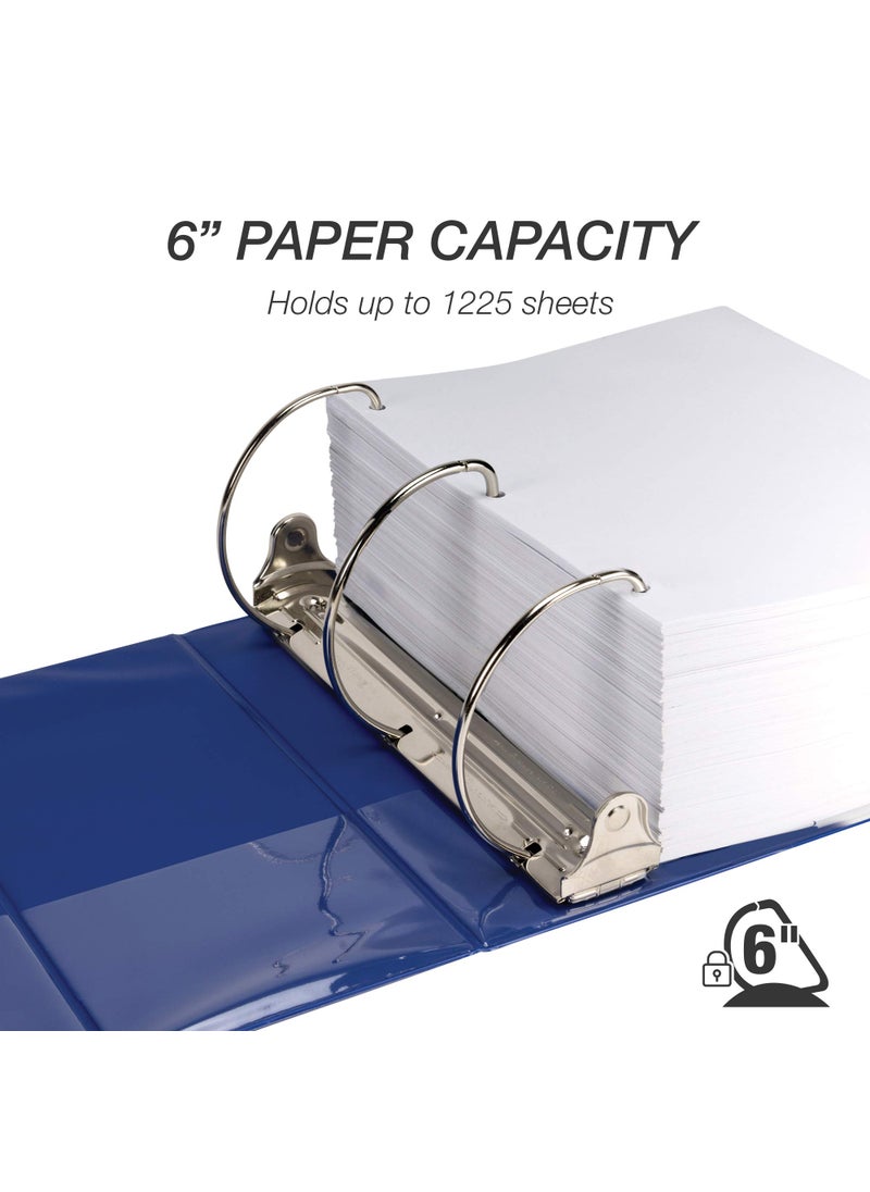 Samsill Samsill Durable 6 Inch Binder, Made in The USA, Locking D Ring Binder, Customizable Clear View Cover, Blue, Holds 1225 Pages  - Image 3