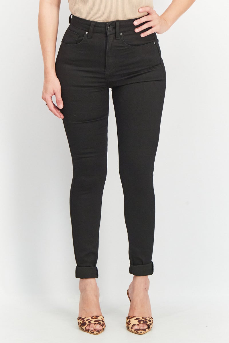 Asos Design Women Regular Fit Plain Stretchable Jeans, Black - Image 1
