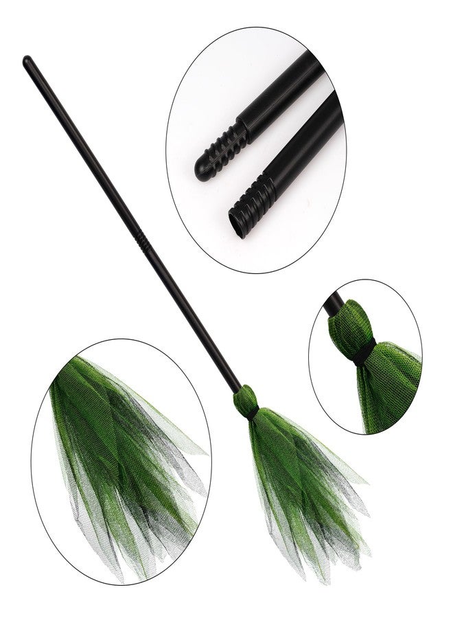 Jmkcoz 3 Pcs Halloween Witch Broom Plastic Witch Broomstick Broom Cosplay Props for Halloween Costume Haunted House Decoration, Masquerade Show Dress Up Party Supplies (Green, Purple, Orange) - Image 3