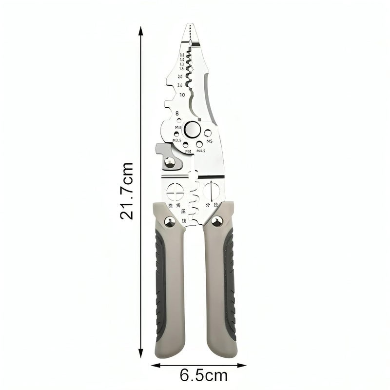 Hetkrishi Hetkrishi 6in1 Multifunctional Stainless Steel Wire Puller Plier Cable Looping Splitting Cutting Pliers MultiPurpose Electrical Stripping Tool Wire Stripper Crimping Tool Electrician  - Image 2