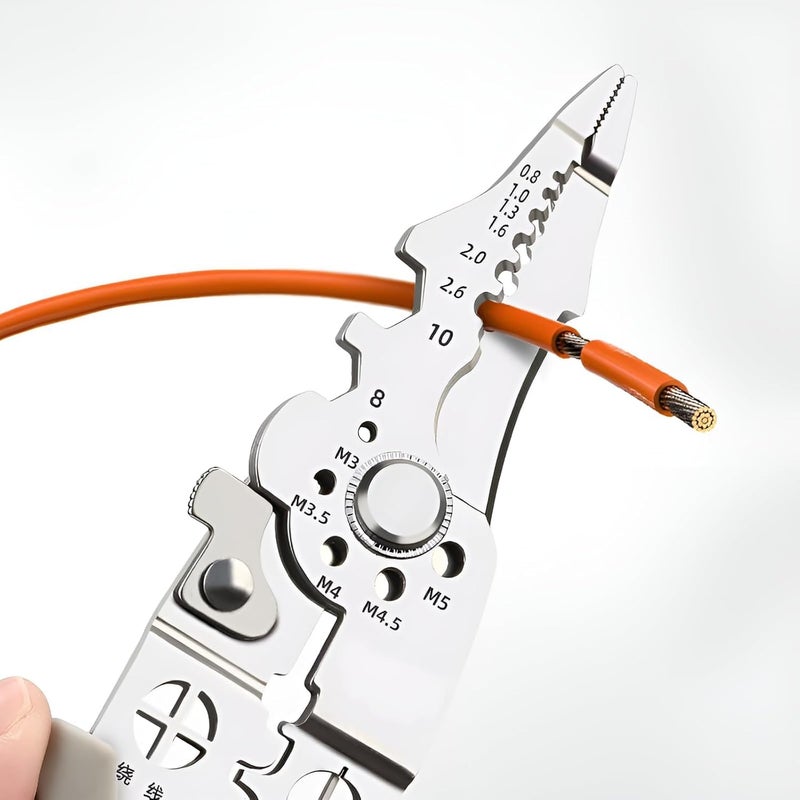 Hetkrishi Hetkrishi 6in1 Multifunctional Stainless Steel Wire Puller Plier Cable Looping Splitting Cutting Pliers MultiPurpose Electrical Stripping Tool Wire Stripper Crimping Tool Electrician  - Image 3