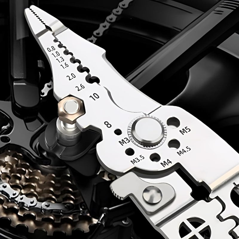 Hetkrishi Hetkrishi 6in1 Multifunctional Stainless Steel Wire Puller Plier Cable Looping Splitting Cutting Pliers MultiPurpose Electrical Stripping Tool Wire Stripper Crimping Tool Electrician  - Image 4