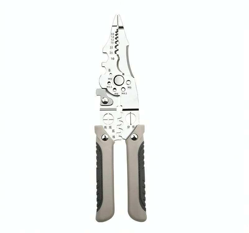Hetkrishi Hetkrishi 6in1 Multifunctional Stainless Steel Wire Puller Plier Cable Looping Splitting Cutting Pliers MultiPurpose Electrical Stripping Tool Wire Stripper Crimping Tool Electrician  - Image 1