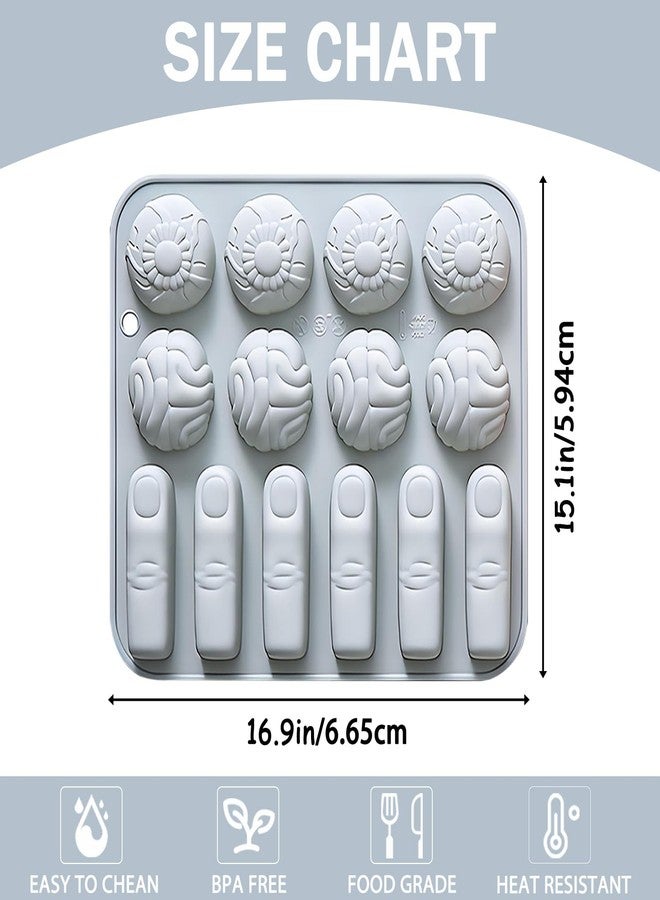 Vrthske 2PCS Silicone Halloween Theme Molds with Brains, Eyeballs, Fingers for Cake Decoration, Candy, Chocolate, Jello, Ice cube, Cupcake Topper, Cookie, Resin - Image 2