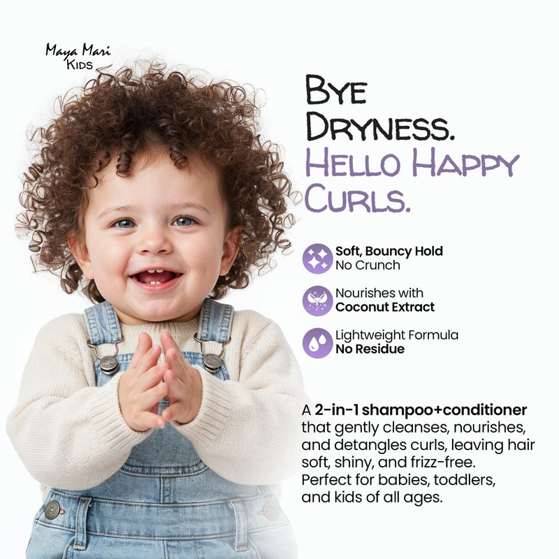 MAYA MARI 2 in 1 Natural Kids Shampoo and Conditioner, Tear Free | For Toddlers with Curly Hair | For All Kids Hair Types | Coconut & Lime Twist, Made in the USA, 32 Fl Oz - Image 4