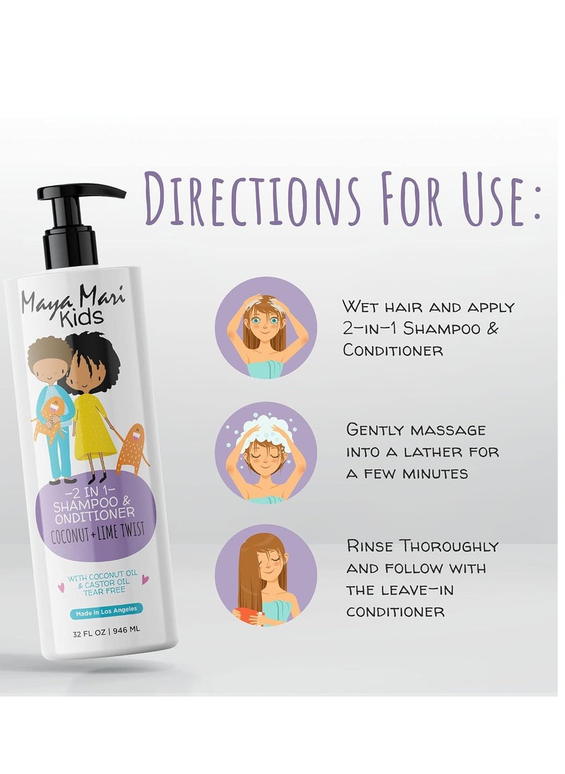MAYA MARI Kids Curly Hair Gift Set | 2-in-1 Kids Shampoo & Conditioner, Curl Cream, & Leave-In Conditioner | Shea Butter, Tear-Free, Frizz Control, & Sulfate-Free, 32 Fl Oz  - Image 3