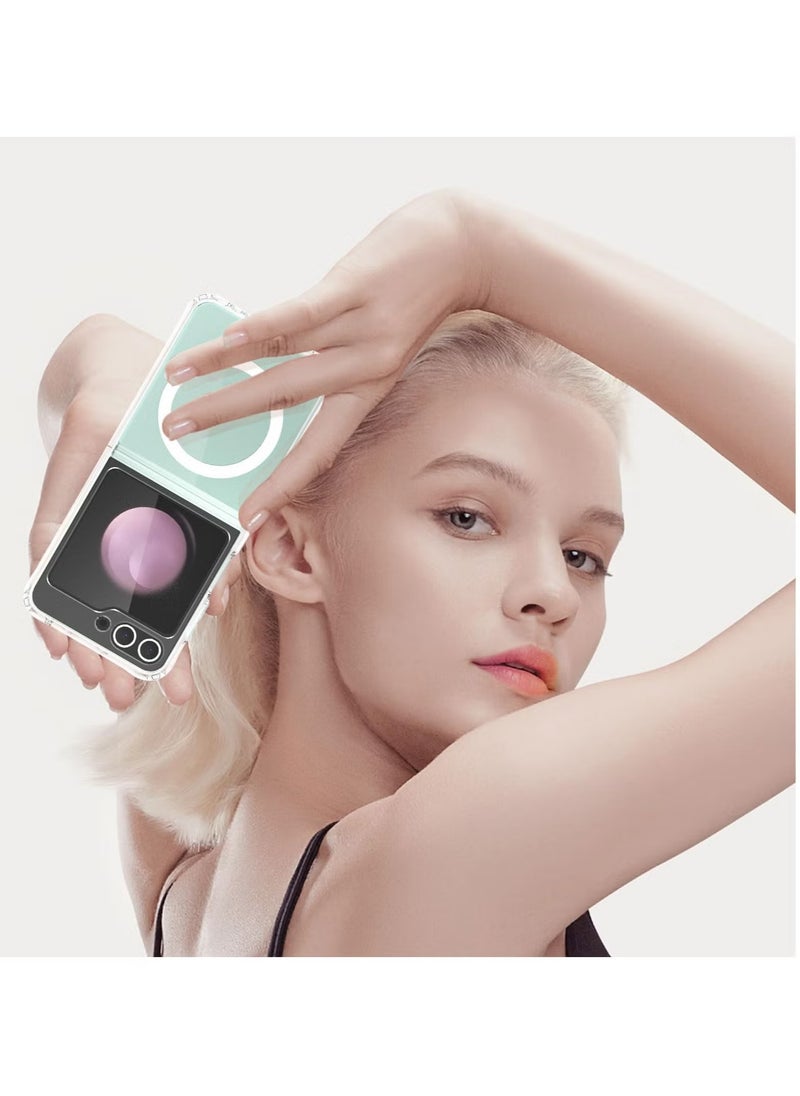 Raxoom Galaxy Z Flip 5 Magnetic Clear Case Cover â€“ Transparent Shockproof Protective Case Compatible with Magsafe Card Wallet & Wireless Charger â€“ Slim, Durable, and Scratch-Resistant Phone Case for Samsung Galaxy Z Flip 5 - Image 2