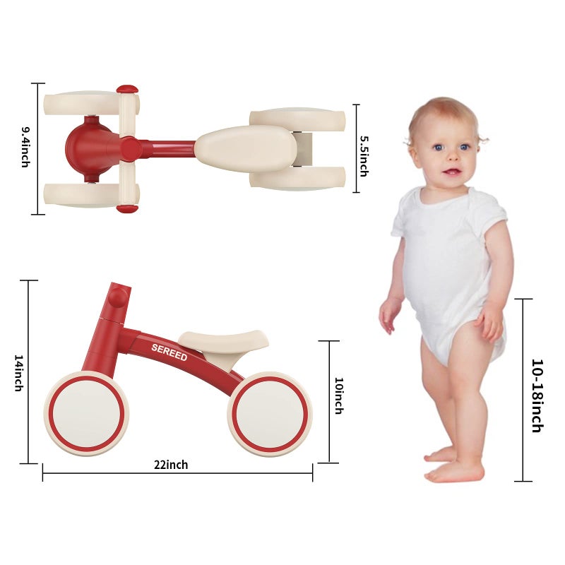 SEREED Balance Bike for 1 Year Old, 10 inches Aluminum Frame, Red (UD30), Baby's First Bike for Boys and Girls, Aiding Babies in Learning to Walk and Develop Balance - Image 3