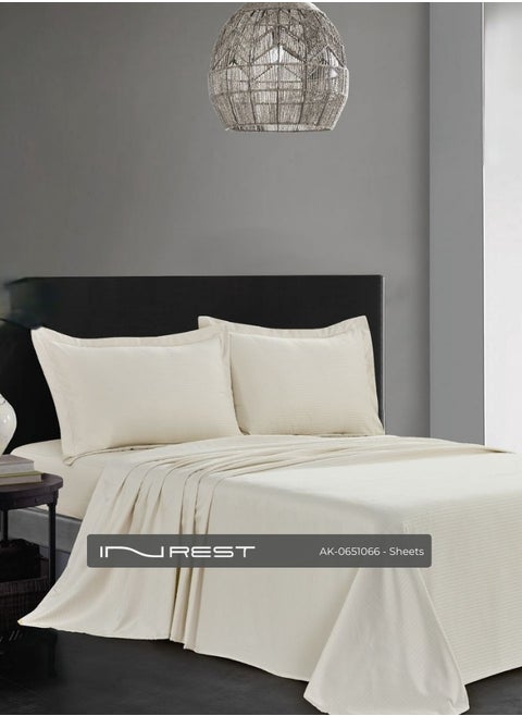 INREST Microfiber 200*200 + 30 cm multi-color striped fitted sheet