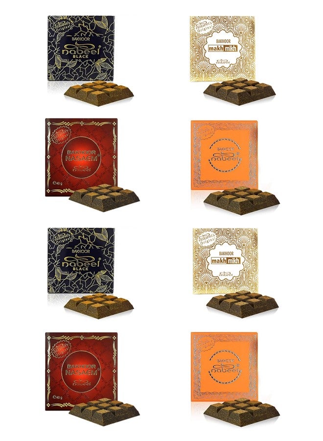 Nabeel Pack of 8 Nabeel Ultimate Incense Bakhoor Collection Nasaem, Black, Makh Mikh and Touch Me - Image 1