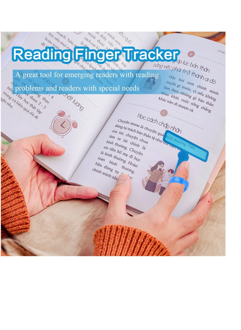 Dyslexia Tools for Kids, 8 Pcs Guided Reading Strips Tools, with 6pcs Finger Rings, Highlight Reading Strips Bookmarks, Reading Pointers for Kids, Children Reading Finger Trackers