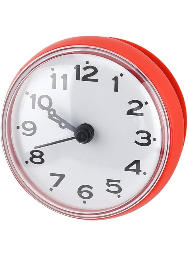 The Bros Waterproof Clock, Bath Clock, Suction Cup Wall Clock Decorative Attaching To The Bathroom Wall, Tile Or Mirror Bath Shower Clock for Bathroom Kitchen Office School(red) - Image 1