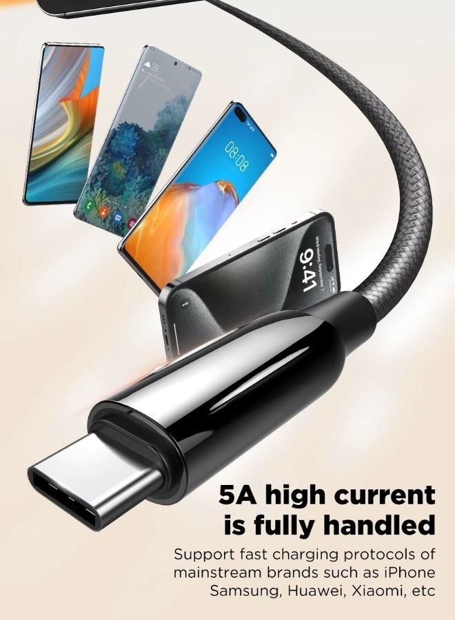 LDNIO كابل USB C 240W PD3.1 كابل شحن فائق السرعة | كابل بيانات Type-C إلى Type-C بطول 1 متر | شحن سريع عالي الطاقة 5A لهواتف iPhone وSamsung وHuawei وXiaomi وأجهزة الكمبيوتر المحمولة | كابل متين من سبائك الزنك - Image 5