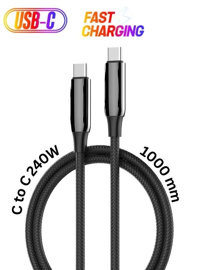 LDNIO كابل USB C 240W PD3.1 كابل شحن فائق السرعة | كابل بيانات Type-C إلى Type-C بطول 1 متر | شحن سريع عالي الطاقة 5A لهواتف iPhone وSamsung وHuawei وXiaomi وأجهزة الكمبيوتر المحمولة | كابل متين من سبائك الزنك - Image 1