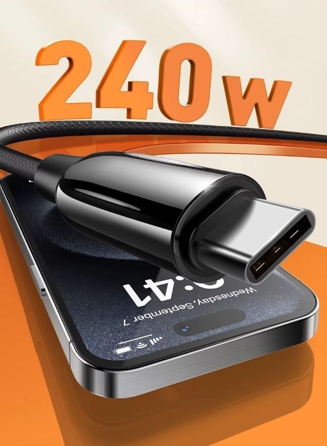 LDNIO كابل USB C 240W PD3.1 كابل شحن فائق السرعة | كابل بيانات Type-C إلى Type-C بطول 1 متر | شحن سريع عالي الطاقة 5A لهواتف iPhone وSamsung وHuawei وXiaomi وأجهزة الكمبيوتر المحمولة | كابل متين من سبائك الزنك - Image 3