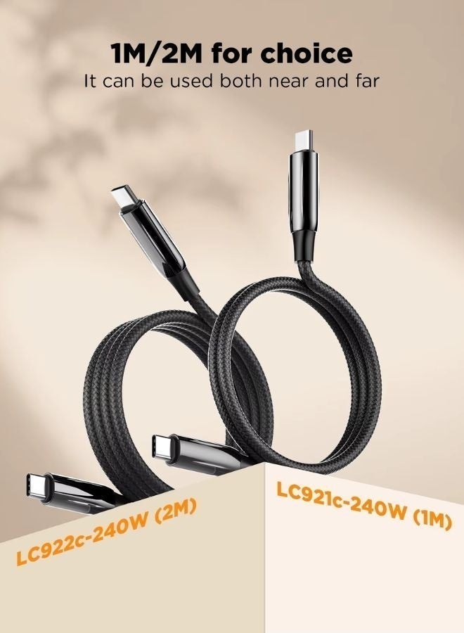 LDNIO كابل USB C 240W PD3.1 كابل شحن فائق السرعة | كابل بيانات Type-C إلى Type-C بطول 1 متر | شحن سريع عالي الطاقة 5A لهواتف iPhone وSamsung وHuawei وXiaomi وأجهزة الكمبيوتر المحمولة | كابل متين من سبائك الزنك - Image 2