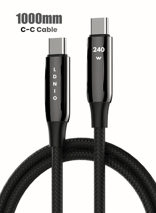 LDNIO كابل USB C 240W PD3.1 كابل شحن فائق السرعة | كابل بيانات Type-C إلى Type-C بطول 1 متر | شحن سريع عالي الطاقة 5A لهواتف iPhone وSamsung وHuawei وXiaomi وأجهزة الكمبيوتر المحمولة | كابل متين من سبائك الزنك - Image 1