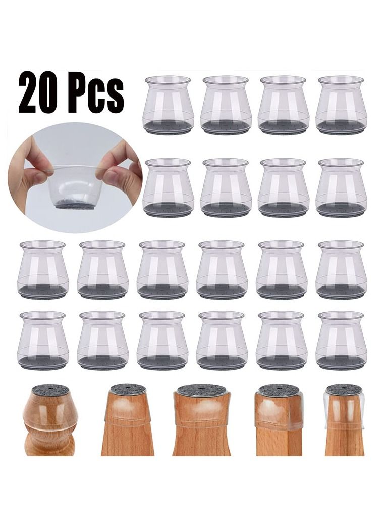 Loquat 20Pcs Chair Leg Floor Protectors Silicone Covers to Protect Floors Felt Bottom Furniture Non Slip Protector Pads Caps to Scratches and Reduce Noise,Free Moving Table Leg Covers(Clear)  - Image 2