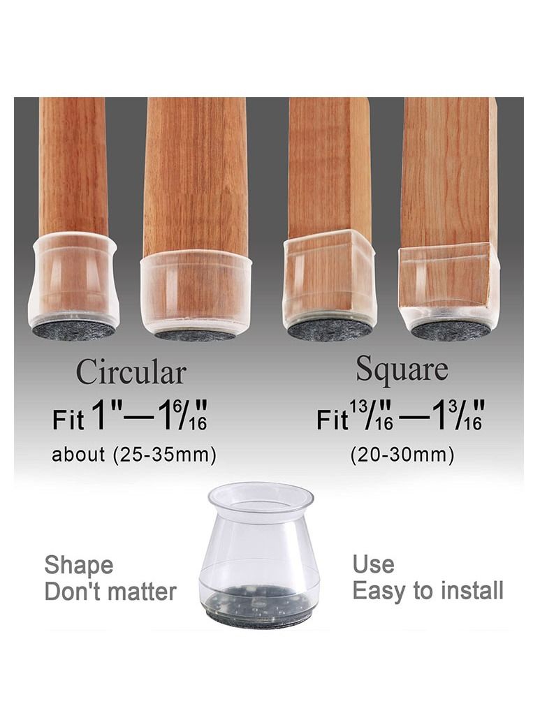 Loquat 20Pcs Chair Leg Floor Protectors Silicone Covers to Protect Floors Felt Bottom Furniture Non Slip Protector Pads Caps to Scratches and Reduce Noise,Free Moving Table Leg Covers(Clear)  - Image 3