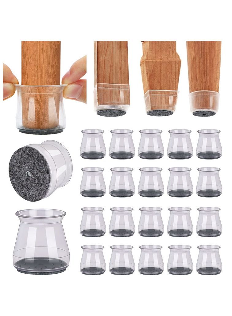 Loquat 20Pcs Chair Leg Floor Protectors Silicone Covers to Protect Floors Felt Bottom Furniture Non Slip Protector Pads Caps to Scratches and Reduce Noise,Free Moving Table Leg Covers(Clear)  - Image 1