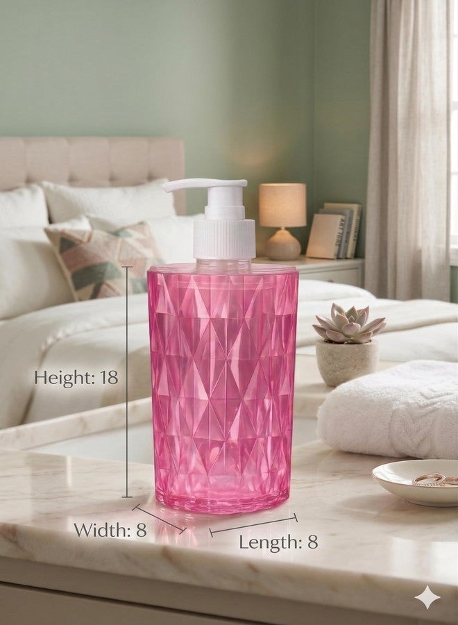 FIT FOCUS Premium ABS Plastic Liquid Soap Dispenser Set (Pack of 2), Diamond Pattern Refillable Handwash Bottle with Durable Pump for Bathroom, Kitchen Sink & Wash Basin (Pink+Red) - Image 5