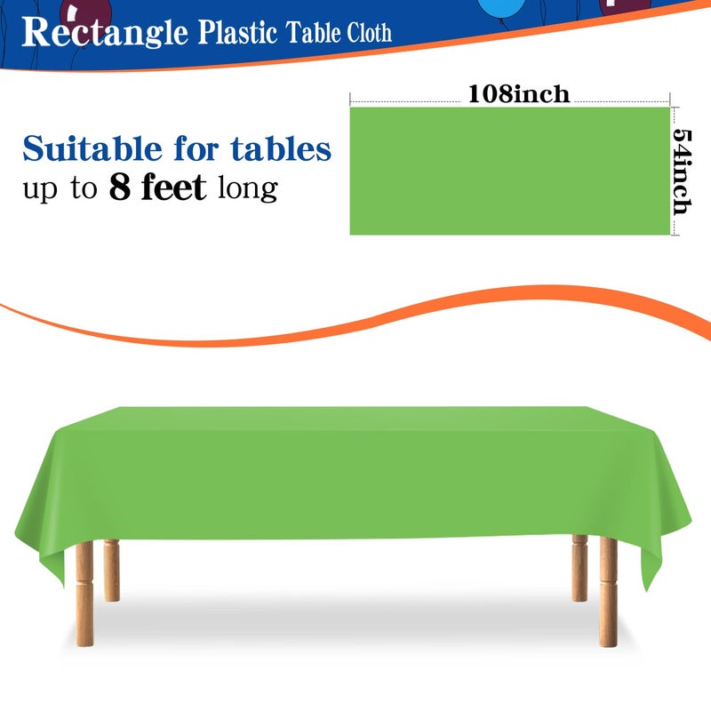 YSYJ 12 Pack Lime Green 54 x 108 Inch Disposable Plastic Tablecloths Rectangular Table Cloth Plastic Table Cover for Parties - Image 2
