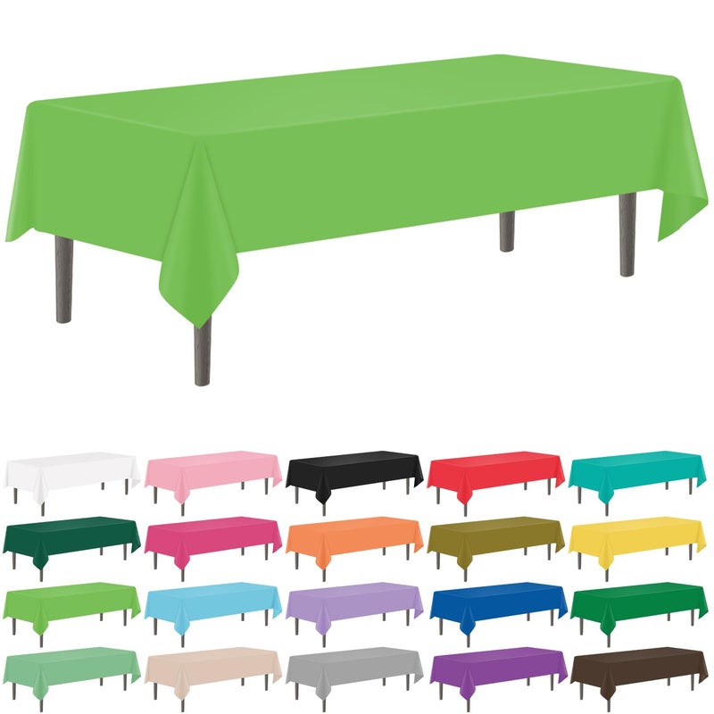 YSYJ 12 Pack Lime Green 54 x 108 Inch Disposable Plastic Tablecloths Rectangular Table Cloth Plastic Table Cover for Parties - Image 1