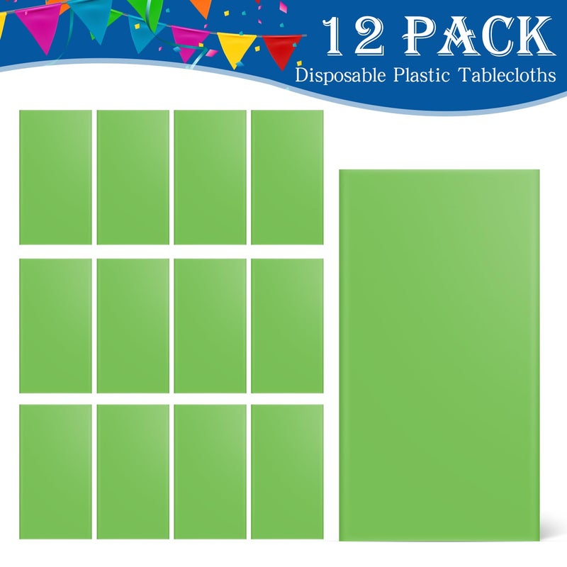 YSYJ 12 Pack Lime Green 54 x 108 Inch Disposable Plastic Tablecloths Rectangular Table Cloth Plastic Table Cover for Parties - Image 4