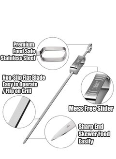 KASTWAVE Metal Skewers for Grilling, 6PCS Kabob Skewers for GrillingFlat Blade BBQ Skewers with Slider  - Image 5