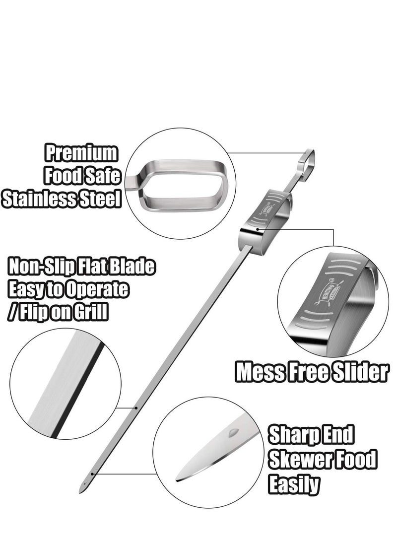 KASTWAVE - Metal Skewers for Grilling, 6PCS Kabob Skewers for GrillingFlat Blade BBQ Skewers with Slider - Image 1