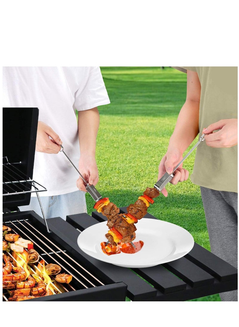 KASTWAVE - Metal Skewers for Grilling, 6PCS Kabob Skewers for GrillingFlat Blade BBQ Skewers with Slider - Image 1