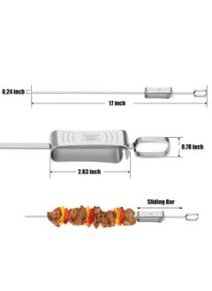 KASTWAVE Metal Skewers for Grilling, 6PCS Kabob Skewers for GrillingFlat Blade BBQ Skewers with Slider  - Image 4