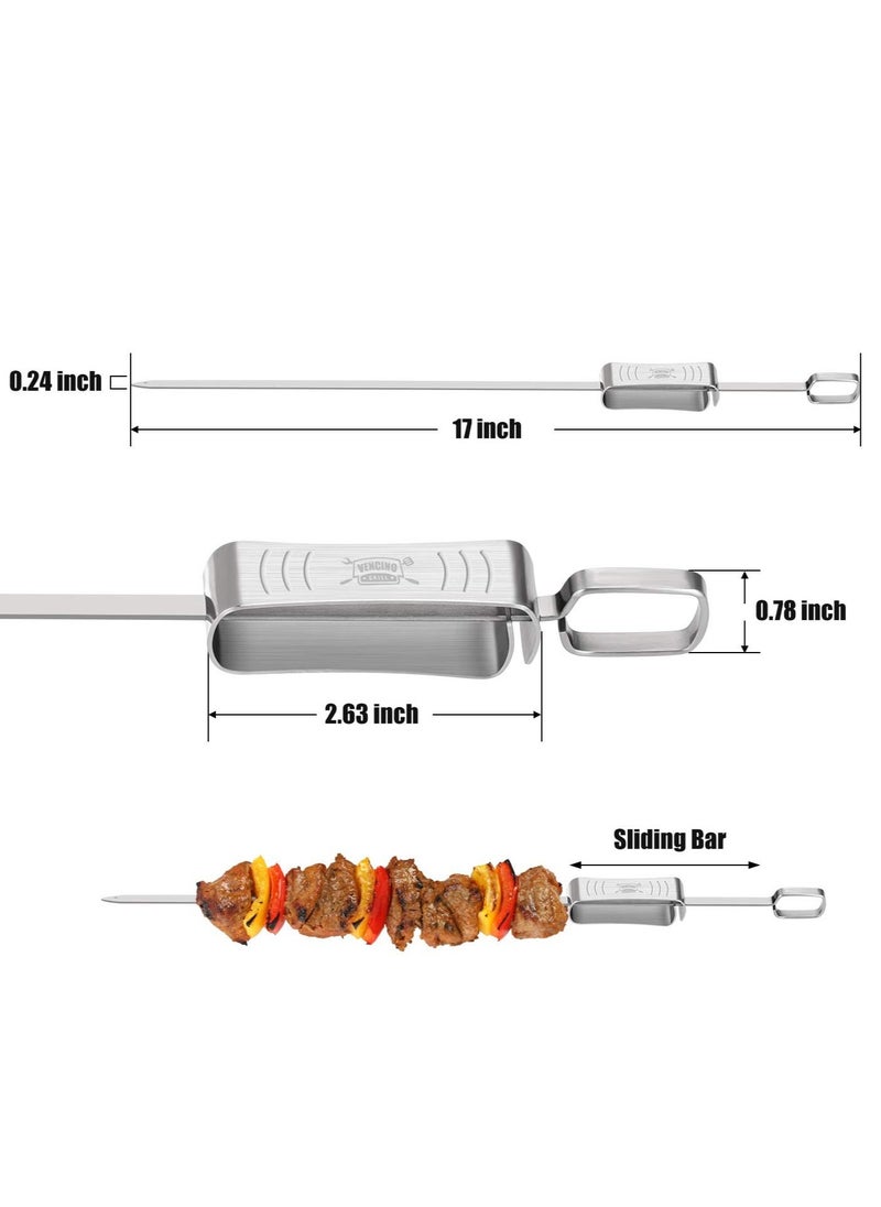 KASTWAVE - Metal Skewers for Grilling, 6PCS Kabob Skewers for GrillingFlat Blade BBQ Skewers with Slider - Image 1