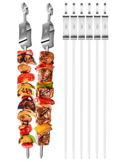 KASTWAVE Metal Skewers for Grilling, 6PCS Kabob Skewers for GrillingFlat Blade BBQ Skewers with Slider  - Image 1