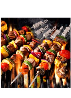 KASTWAVE Metal Skewers for Grilling, 6PCS Kabob Skewers for GrillingFlat Blade BBQ Skewers with Slider  - Image 3