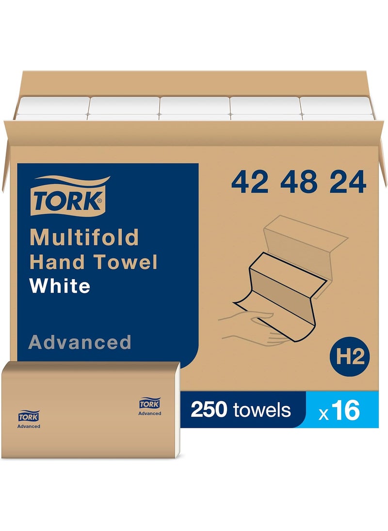 Tork Tork Multifold Hand Towel White 3Panel 250 Towels per Pack 16 Packs Fits H2 Towel Dispensers  - Image 2