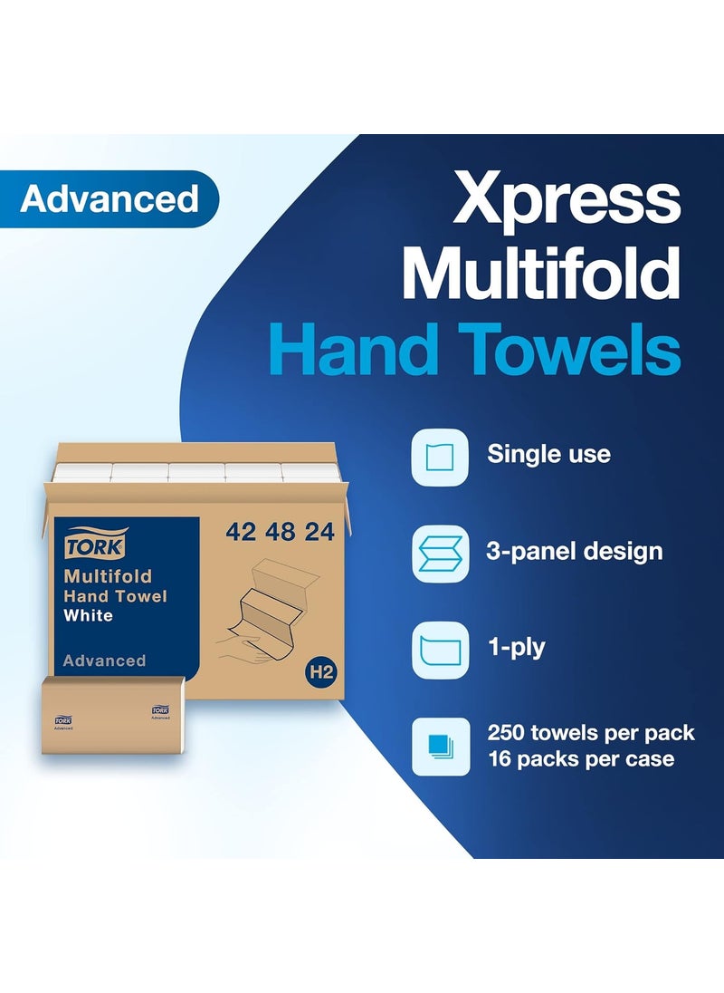 Tork Tork Multifold Hand Towel White 3Panel 250 Towels per Pack 16 Packs Fits H2 Towel Dispensers  - Image 3