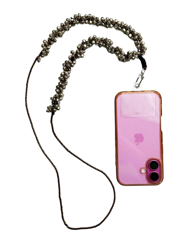 ARENDELLE Navratri Silver Ghungaroo Phone Sling - Handcrafted Unique Mobile Sling Chains [AMS041] - Image 3
