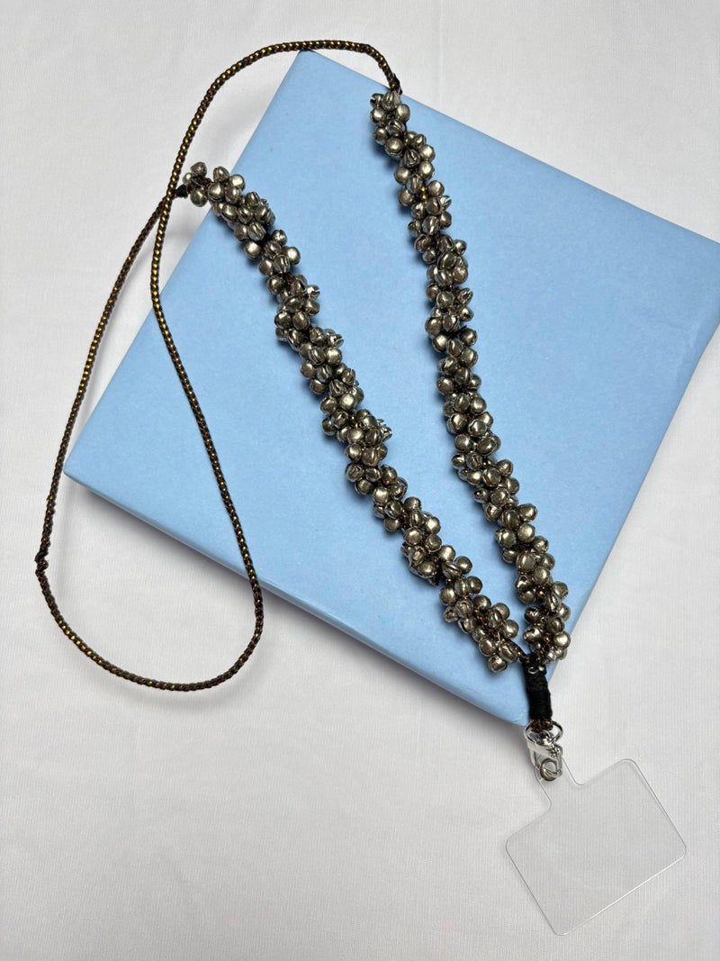ARENDELLE Navratri Silver Ghungaroo Phone Sling - Handcrafted Unique Mobile Sling Chains [AMS041] - Image 4