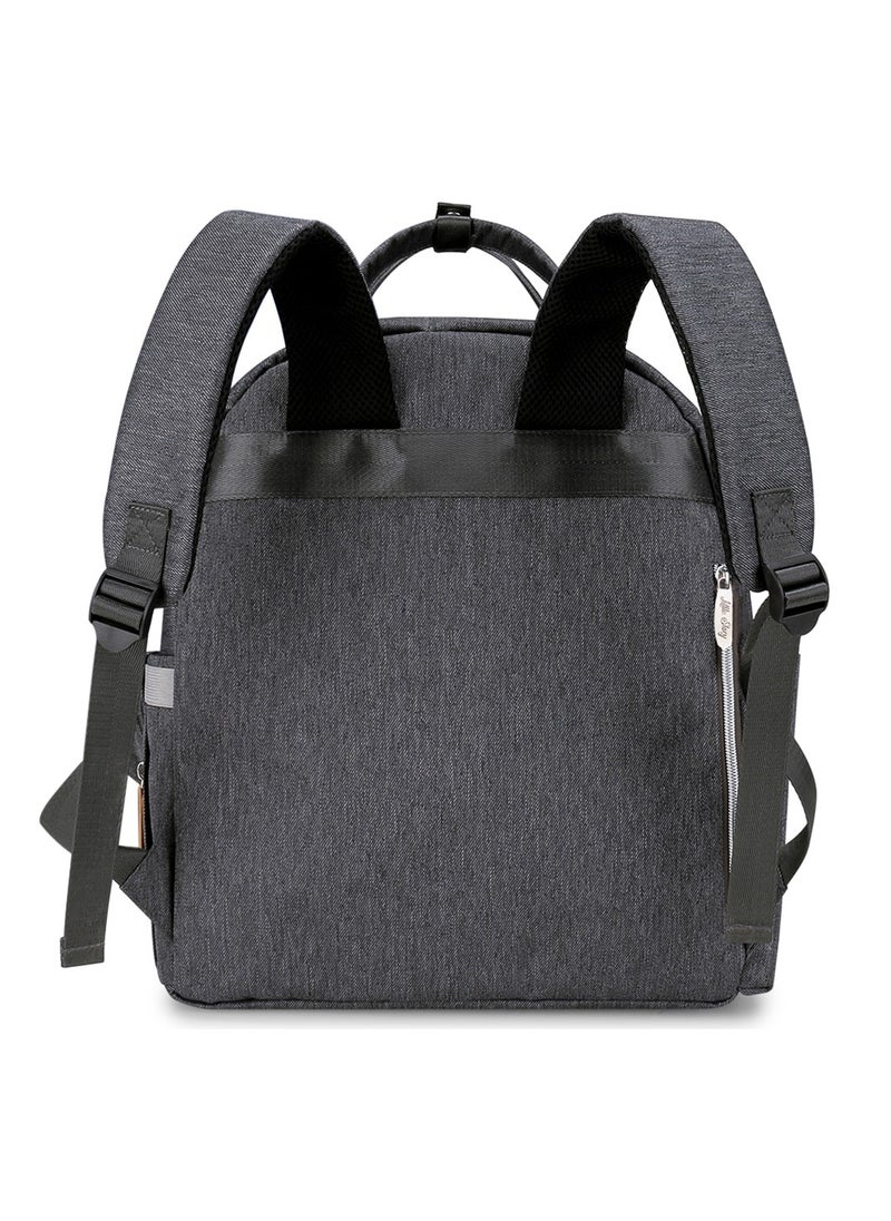 Little Story - Quilted Diaper Backpack With  Pacifier Bag And Stroller Hooks-Grey - Image 1