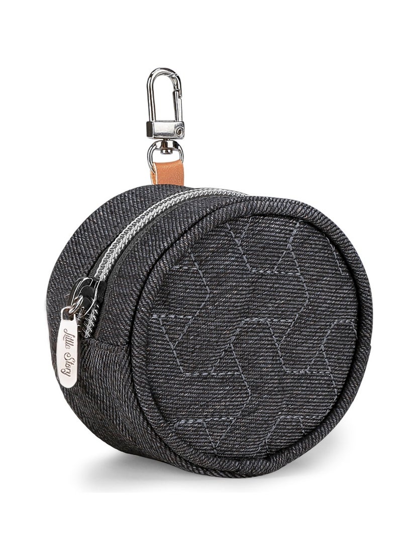 Little Story - Quilted Diaper Backpack With  Pacifier Bag And Stroller Hooks-Grey - Image 1