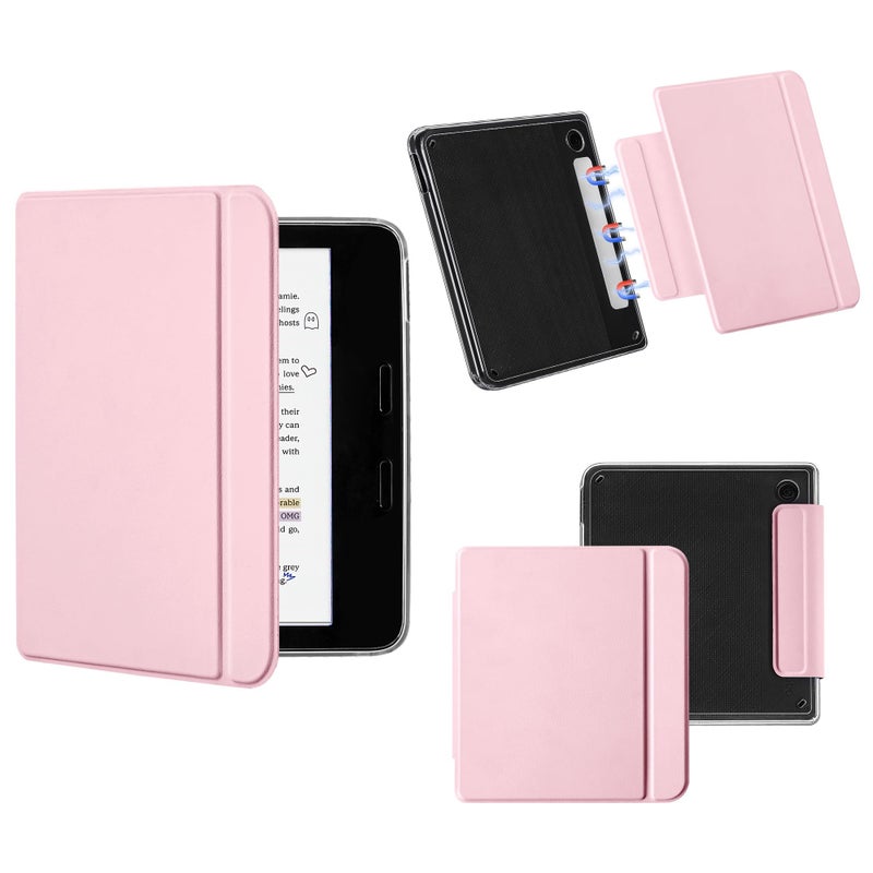 Vane Oak Magnetic Detachable Case for 7" Kobo Libra Colour (2024) / Kobo Libra 2 (2021), Slim PU Leather Case and Ultra Clear TPU Back Cover with Auto Wake/Sleep, Pink - Image 1