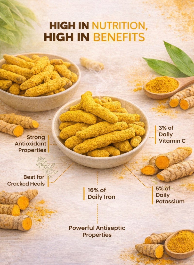 زهر جذور الكركم الكاملة (الكركم المجفف) - كركم لونغا | جذور كركم طبيعية كاملة عالية الجودة | جذور عشبية نقية 100% للاستخدام في الحدائق المنزلية والبستنة والأغراض النباتية. - Image 3