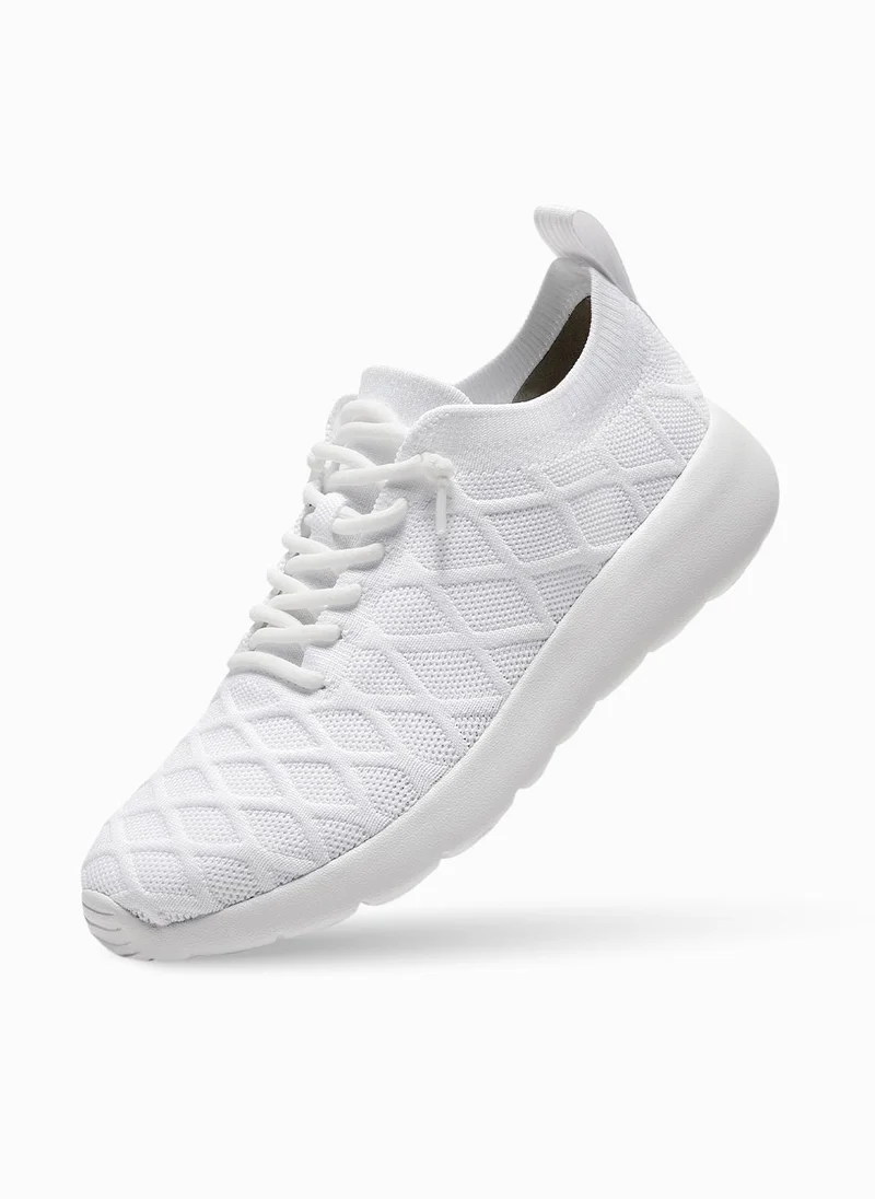 DUOZOULU All-White Breathable Knit Sneakers