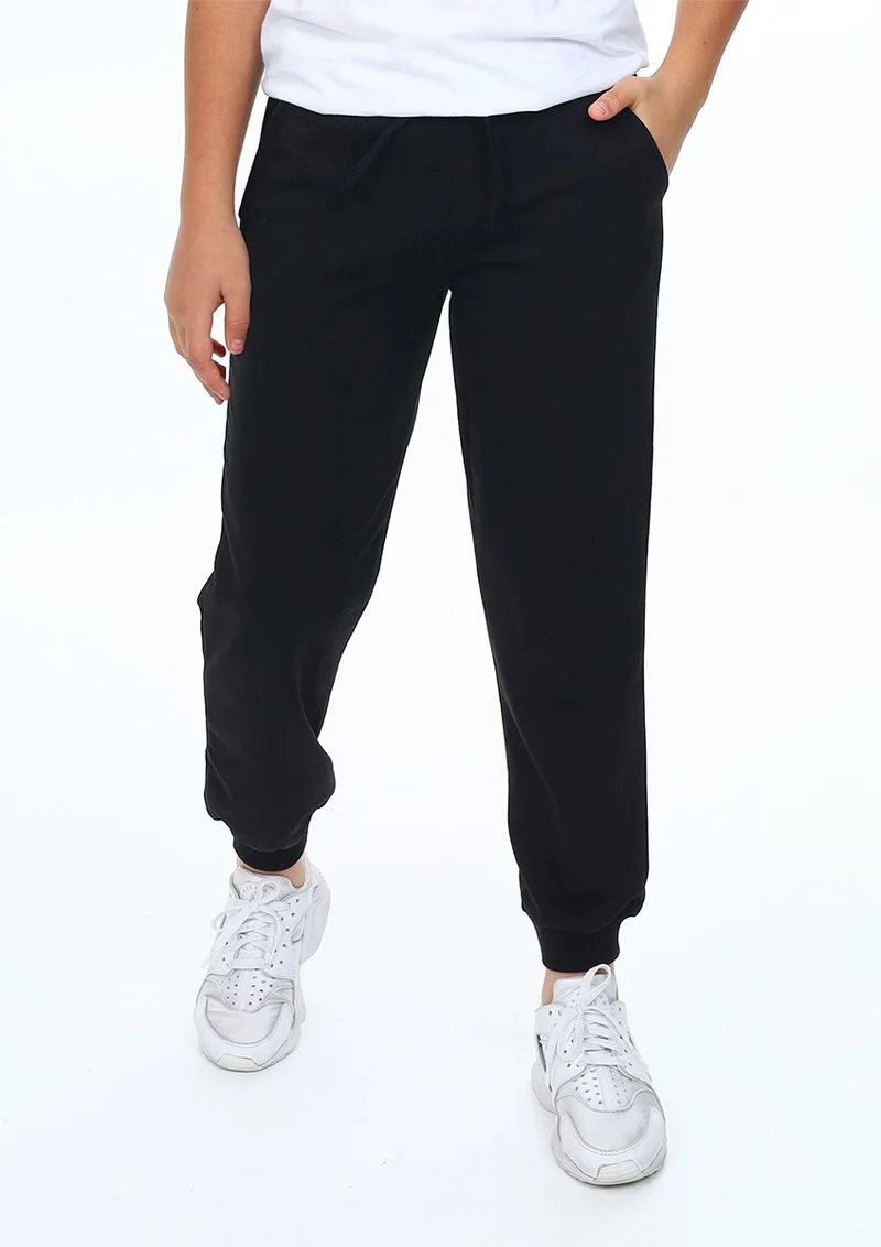 Denokids Unisex Girl Boy Black Basic Tracksuit Bottoms