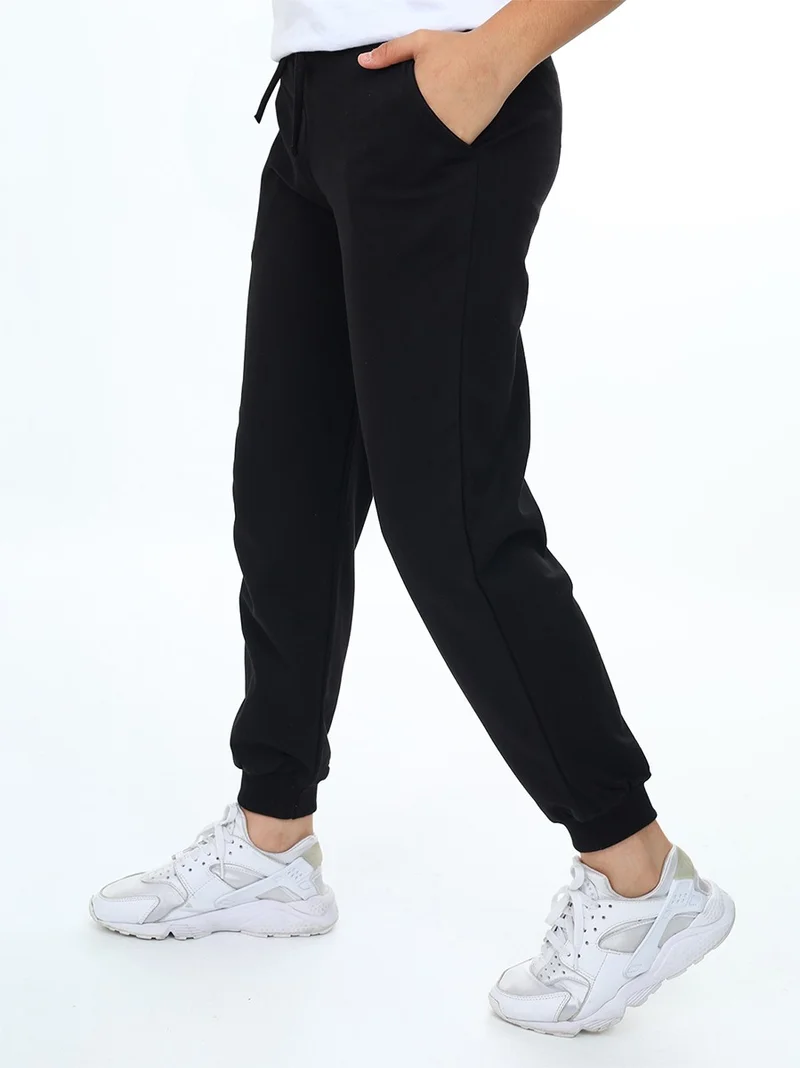 Denokids Unisex Girl Boy Black Basic Tracksuit Bottoms