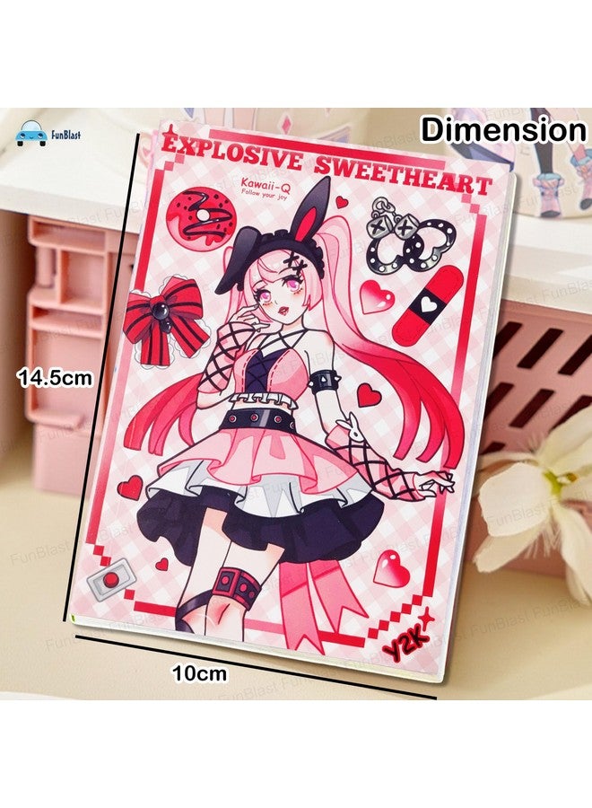 FunBlast Kawaii Stickers Book - 20 Sheets/400 Stickers, Korean Self-Adhesive Kawaii Sticker, Japanese Style Decorative Stickers, Cartoon Theme Sticker for Girls (Peach) - Image 3