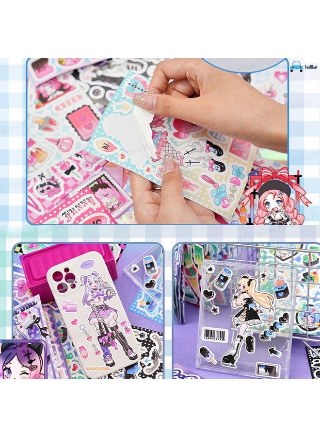 FunBlast Kawaii Stickers Book - 20 Sheets/400 Stickers, Korean Self-Adhesive Kawaii Sticker, Japanese Style Decorative Stickers, Cartoon Theme Sticker for Girls (Peach) - Image 2